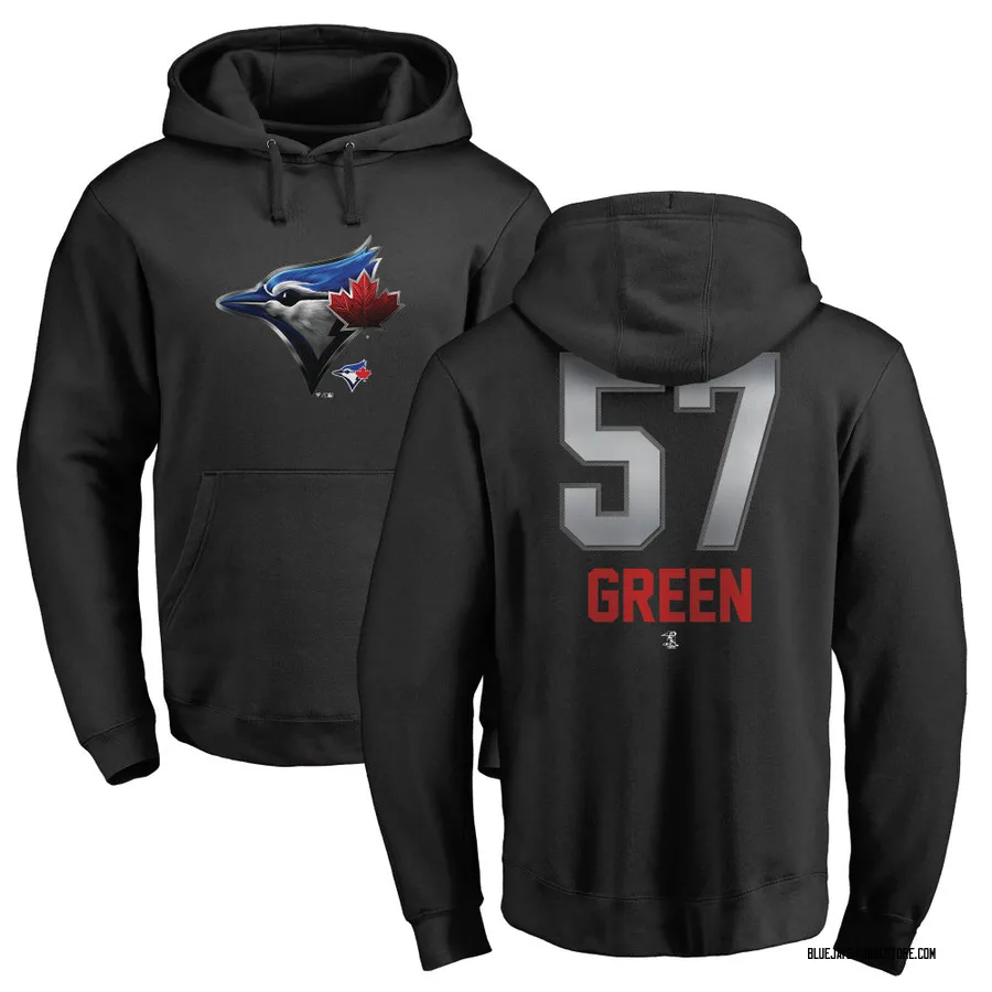 Men's Chad Green Toronto Blue Jays Black Midnight Mascot Pullover Hoodie -