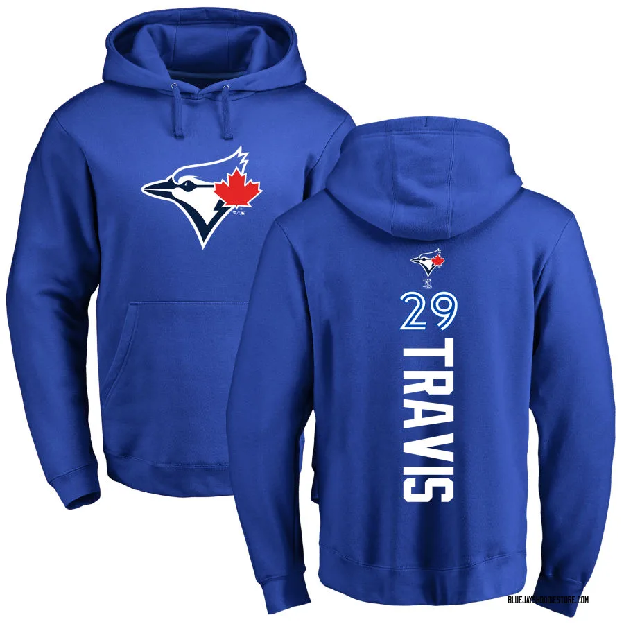 Men's Devon Travis Toronto Blue Jays Royal Backer Pullover Hoodie