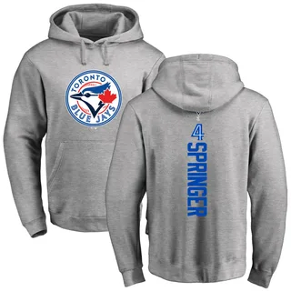 Men's George Springer Toronto Blue Jays Ash Backer Pullover Hoodie