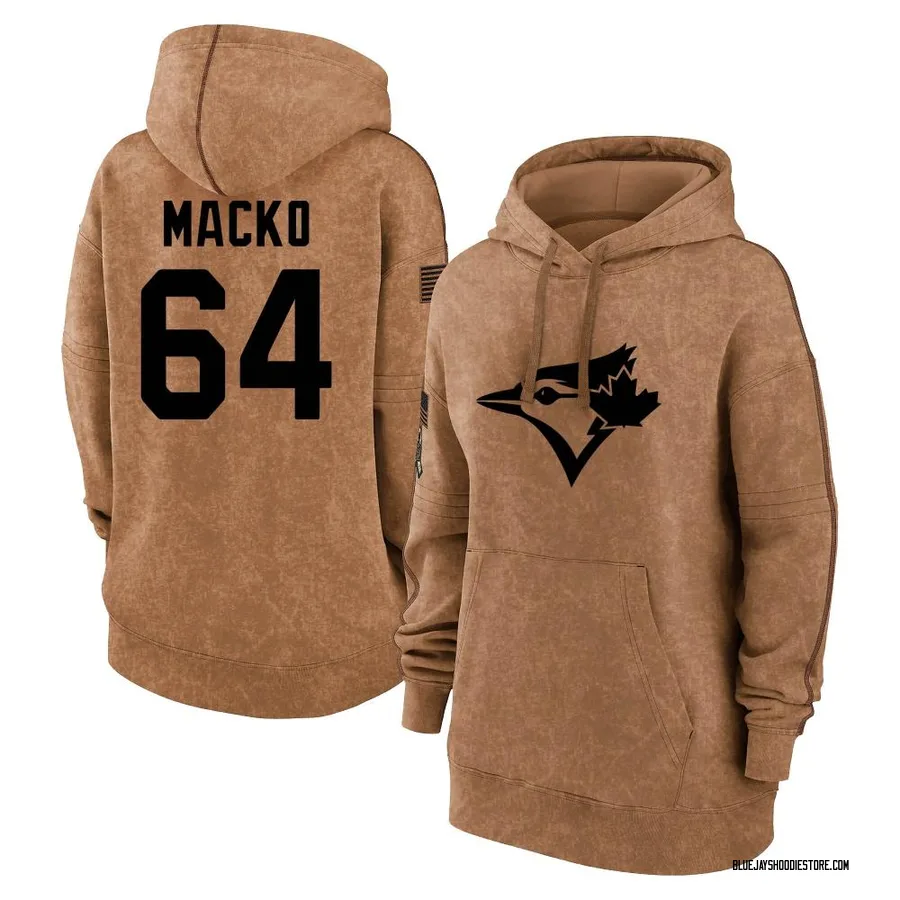 Women's Adam Macko Toronto Blue Jays Brown 2023 Salute to Service Pullover Hoodie