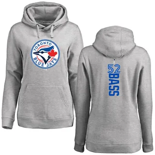 Women's Anthony Bass Toronto Blue Jays Ash Backer Pullover Hoodie