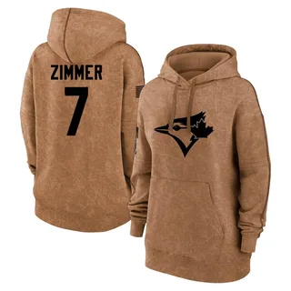 Women's Bradley Zimmer Toronto Blue Jays Brown 2023 Salute to Service Pullover Hoodie
