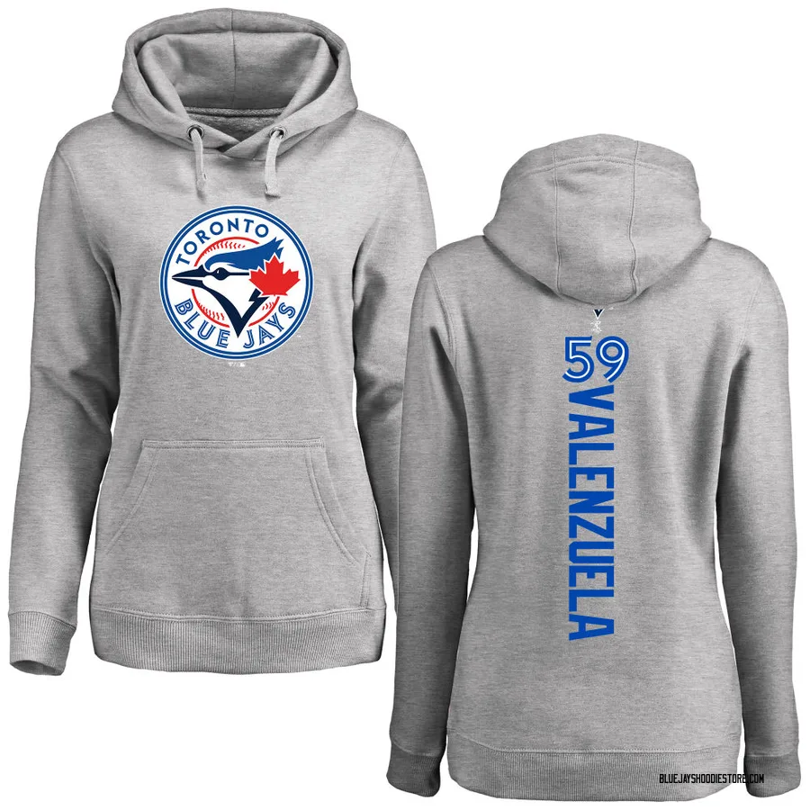 Women's Brandon Valenzuela Toronto Blue Jays Ash Backer Pullover Hoodie