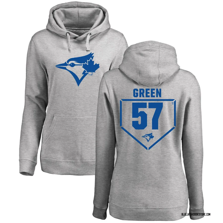 Women's Chad Green Toronto Blue Jays Gray RBI Pullover Hoodie - Heathered