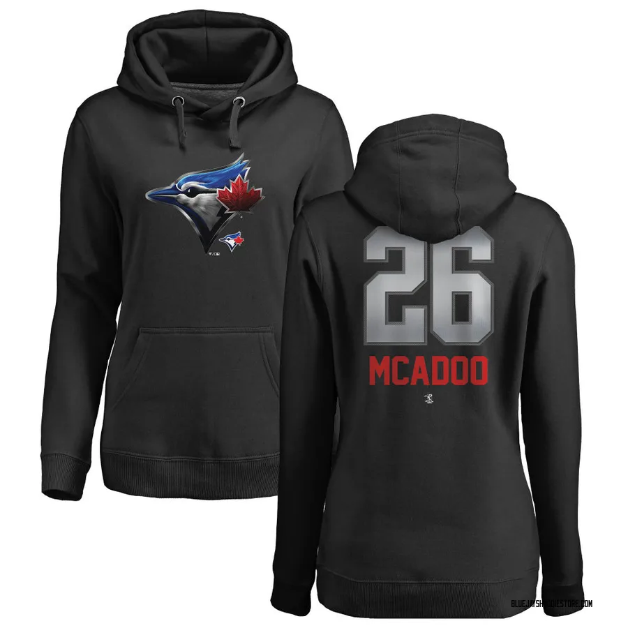 Women's Charles McAdoo Toronto Blue Jays Black Midnight Mascot Pullover Hoodie -
