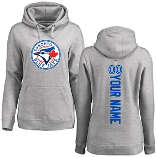 Women's Custom Toronto Blue Jays Ash Custom Backer Pullover Hoodie
