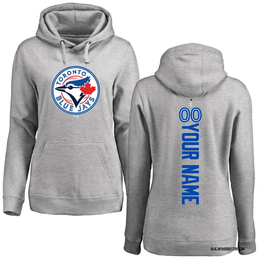 Women's Custom Toronto Blue Jays Ash Custom Backer Pullover Hoodie