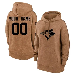 Women's Custom Toronto Blue Jays Brown Custom 2023 Salute to Service Pullover Hoodie