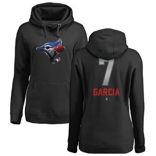 Women's Damaso Garcia Toronto Blue Jays Black Midnight Mascot Pullover Hoodie -