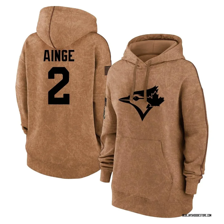 Women's Danny Ainge Toronto Blue Jays Brown 2023 Salute to Service Pullover Hoodie