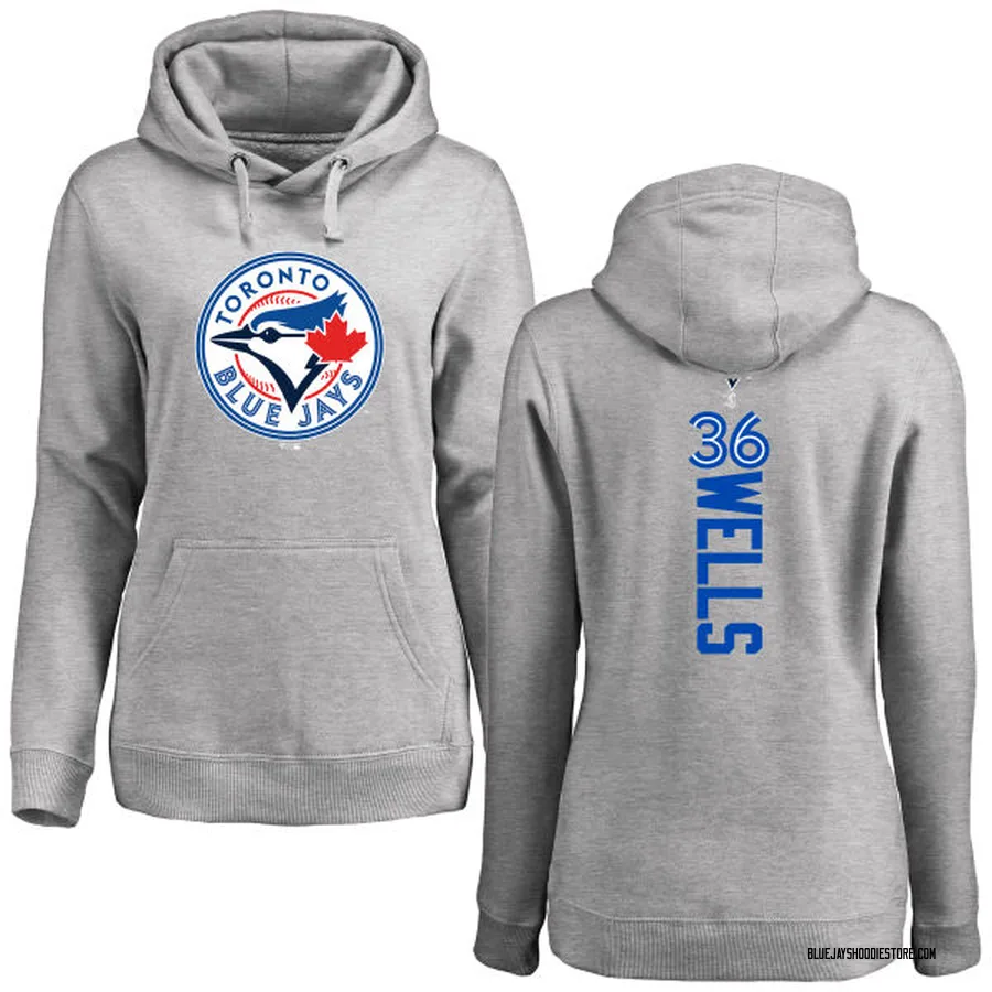 Women's David Wells Toronto Blue Jays Ash Backer Pullover Hoodie