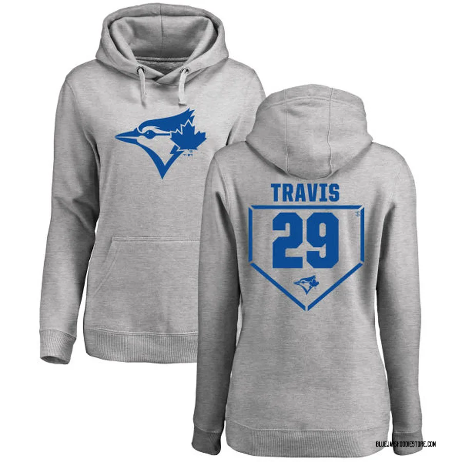 Women's Devon Travis Toronto Blue Jays Gray RBI Pullover Hoodie - Heathered