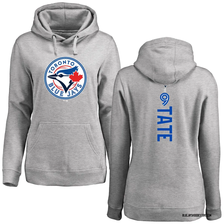 Women's Dillon Tate Toronto Blue Jays Ash Backer Pullover Hoodie
