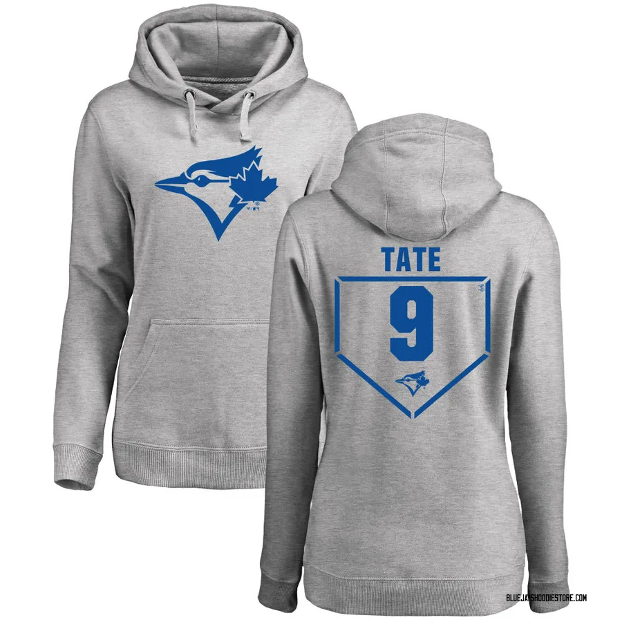 Women's Dillon Tate Toronto Blue Jays Gray RBI Pullover Hoodie - Heathered