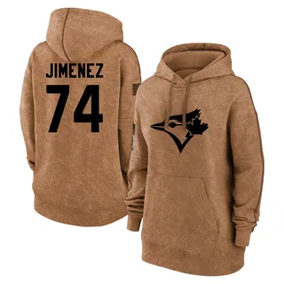 Women's Eloy Jimenez Toronto Blue Jays Brown 2023 Salute to Service Pullover Hoodie