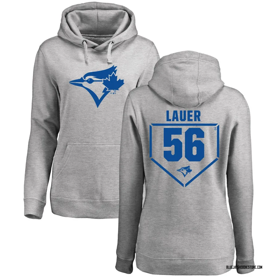 Women's Eric Lauer Toronto Blue Jays Gray RBI Pullover Hoodie - Heathered