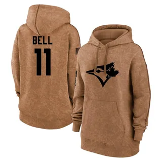 Women's George Bell Toronto Blue Jays Brown 2023 Salute to Service Pullover Hoodie