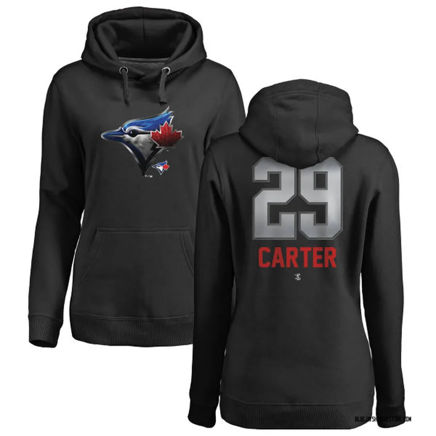 Women's Joe Carter Toronto Blue Jays Black Midnight Mascot Pullover Hoodie -