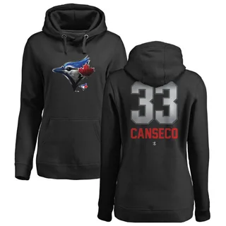 Women's Jose Canseco Toronto Blue Jays Black Midnight Mascot Pullover Hoodie -