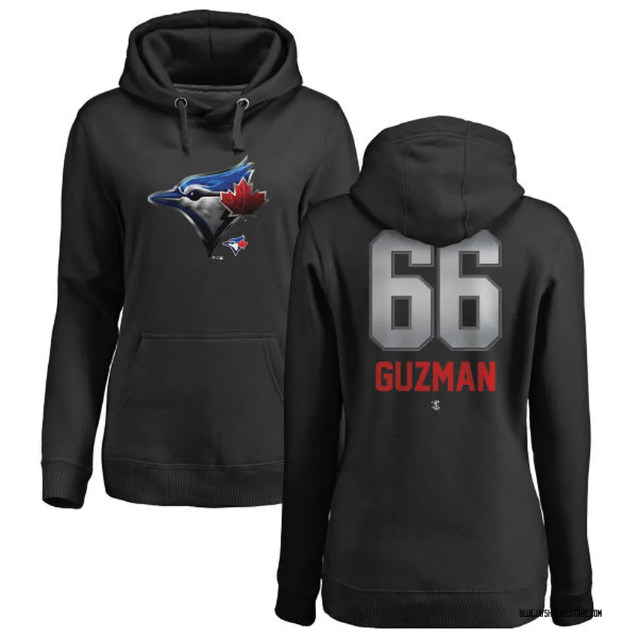Women's Juan Guzman Toronto Blue Jays Black Midnight Mascot Pullover Hoodie -