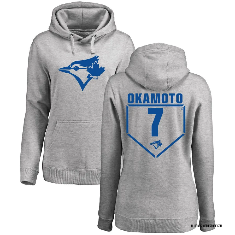 Women's Kazuma Okamoto Toronto Blue Jays Gray RBI Pullover Hoodie - Heathered