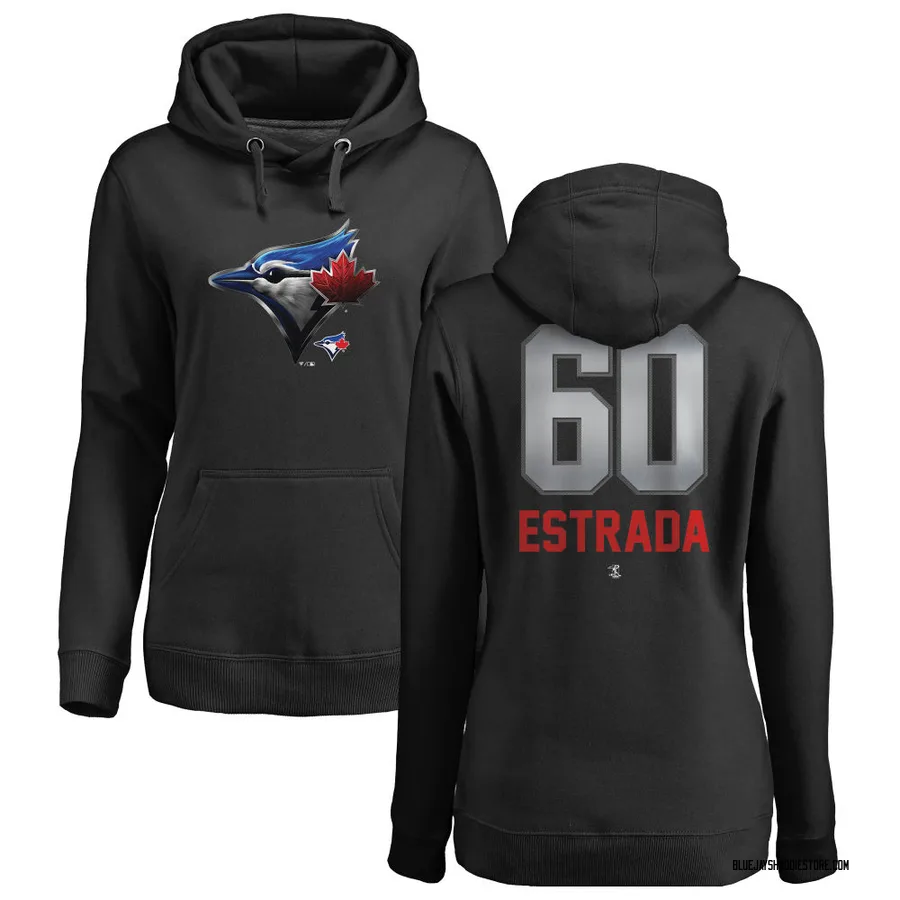 Women's Lazaro Estrada Toronto Blue Jays Black Midnight Mascot Pullover Hoodie -