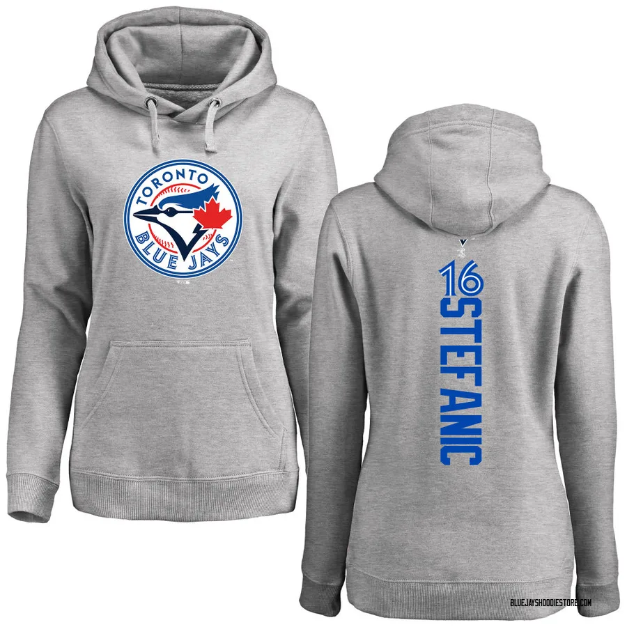 Women's Michael Stefanic Toronto Blue Jays Ash Backer Pullover Hoodie