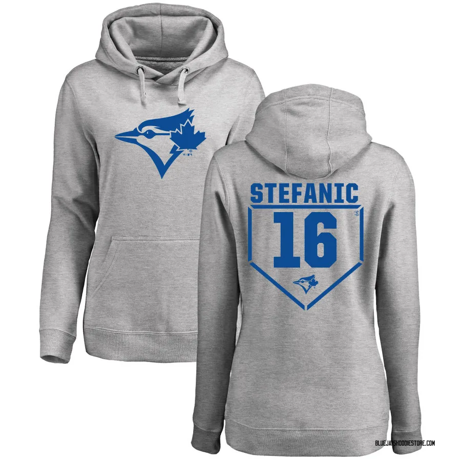 Women's Michael Stefanic Toronto Blue Jays Gray RBI Pullover Hoodie - Heathered