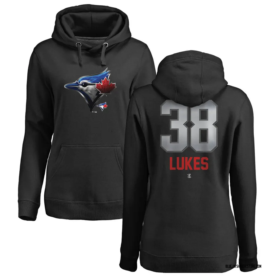 Women's Nathan Lukes Toronto Blue Jays Black Midnight Mascot Pullover Hoodie -