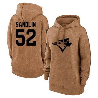 Women's Nick Sandlin Toronto Blue Jays Brown 2023 Salute to Service Pullover Hoodie