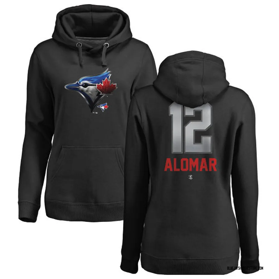 Women's Roberto Alomar Toronto Blue Jays Black Midnight Mascot Pullover Hoodie -
