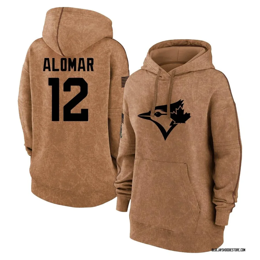 Women's Roberto Alomar Toronto Blue Jays Brown 2023 Salute to Service Pullover Hoodie