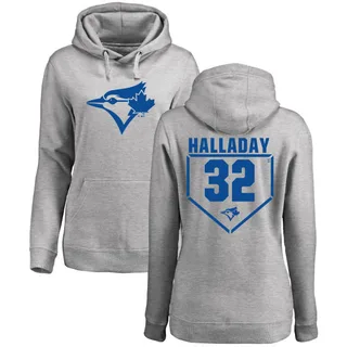 Women's Roy Halladay Toronto Blue Jays Gray RBI Pullover Hoodie - Heathered