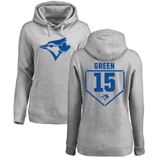 Women's Shawn Green Toronto Blue Jays Green RBI Pullover Hoodie - Heathered Gray