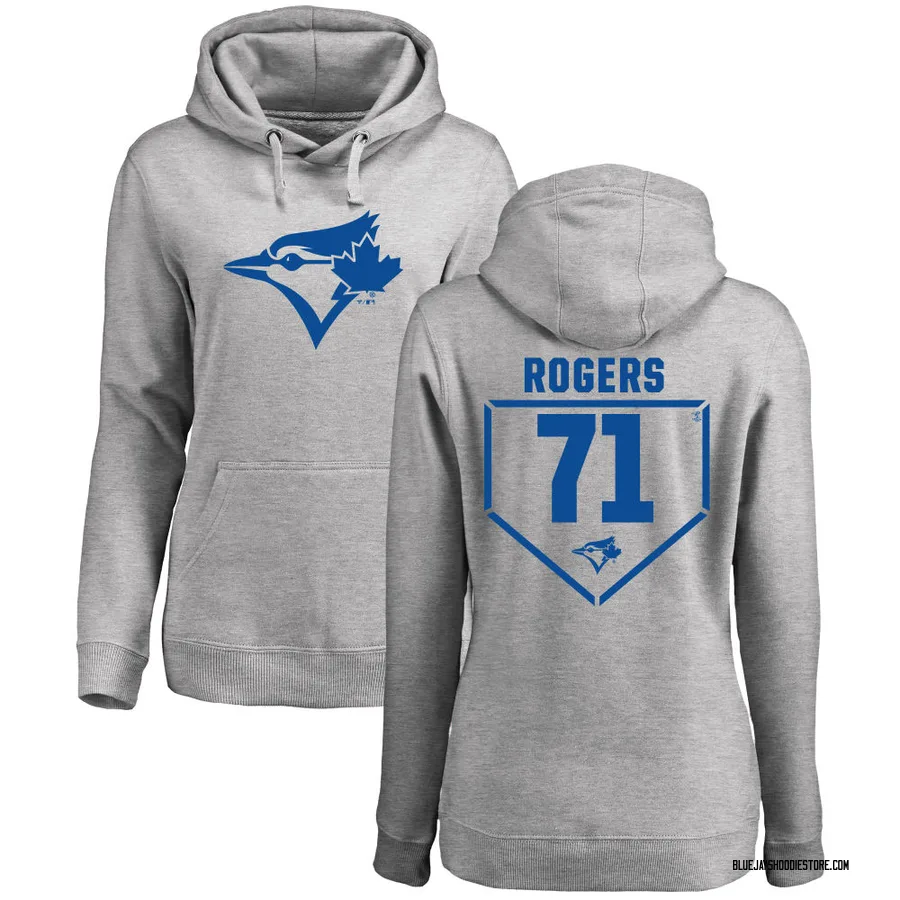 Women's Tyler Rogers Toronto Blue Jays Gray RBI Pullover Hoodie - Heathered