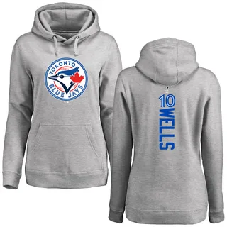 Women's Vernon Wells Toronto Blue Jays Ash Backer Pullover Hoodie