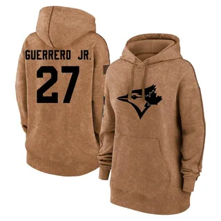Women's Vladimir Guerrero Jr. Toronto Blue Jays Brown 2023 Salute to Service Pullover Hoodie