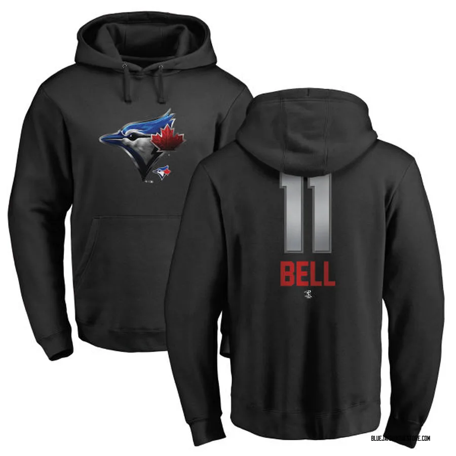 Youth George Bell Toronto Blue Jays Black Midnight Mascot Pullover Hoodie -