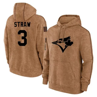 Youth Myles Straw Toronto Blue Jays Brown 2023 Salute to Service Club Pullover Hoodie