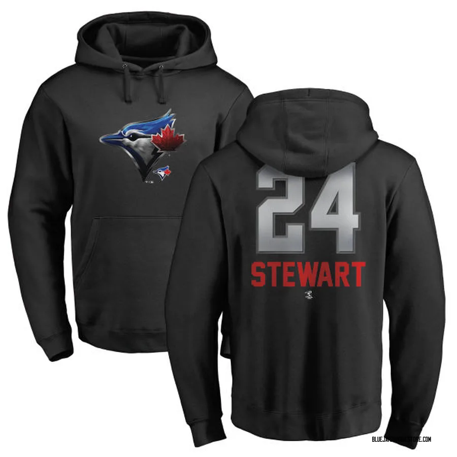 Youth Shannon Stewart Toronto Blue Jays Black Midnight Mascot Pullover Hoodie -